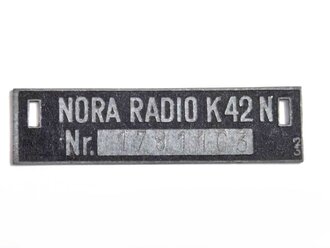 Typenschild für Truppenempfänger Nora K42