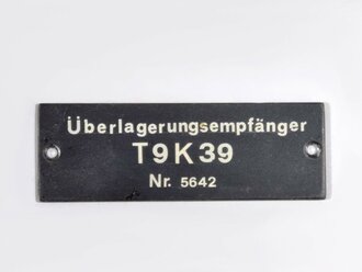 Typenschild Überlagerungsempfänger T9K39,...