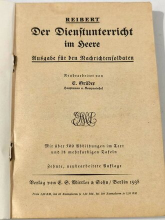 "Der Dienstunterricht im Herr - Ausgabe für den Nachrichtensoldaten", Jahrgang 1937-1938, 344 Seiten, DIN A5, gebraucht, Einband löst sich