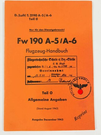 REPRODUKTION "Fw 190 A-5/A-6 Flugzeug Handbuch Teil...