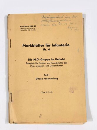 "Merkblätter für Infanterie Nr. 4 - Die...