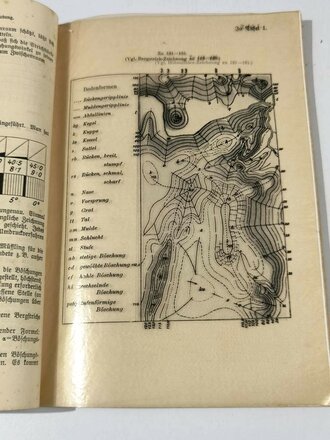 "Gelände- und Kartenkunde", über DIN A5, 135 Seiten, datiert 1937, fleckig