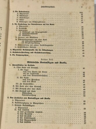 "Gelände- und Kartenkunde", über DIN A5, 135 Seiten, datiert 1937, fleckig