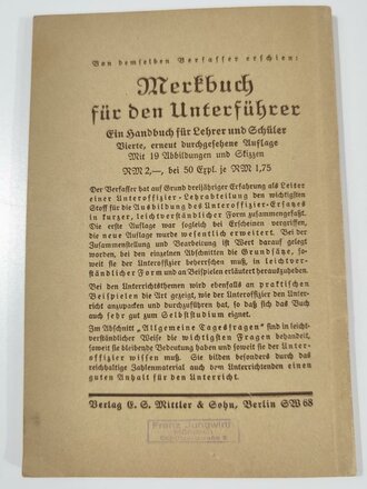 "Felddienst ABC für den Schützen", datiert 1934, 194 Seiten, DIN A5, gebraucht