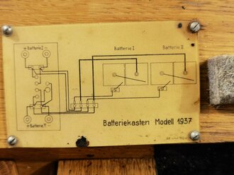 Batteriekasten Modell 1937 für 4 Feldelemente. Selten, guter Zustand