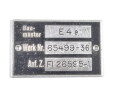 Luftwaffe Typenschild E4a, Fl 26595-1, Maße 3,2 x 5 cm