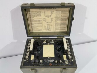 U.S. 1944 dated Signal Corps Telephone Repeater EE-99-A. Missing the batteries, otherwise in very good condition, comes with 1943 dated manual, untested