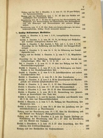 "Sammlung feuerpolizeilicher Vorschriften für Baupolizei und Feuerschau in Bayern", datiert 1929, 187 Seiten, A5, gebaucht