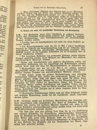 "Sammlung feuerpolizeilicher Vorschriften für Baupolizei und Feuerschau in Bayern", datiert 1929, 187 Seiten, A5, gebaucht