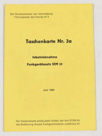 Bundeswehr Taschenkarte Nr. 3a " Inbetriebnahme...