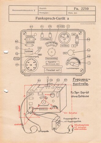 "Funksprech-Gerät a" DIN A4 Blatt der Heeresnachrichtenschule II