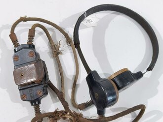 Funk Kehlkopfmikrofon mit Umschalter (Fu)b der Wehrmacht, Funktion nicht geprüft