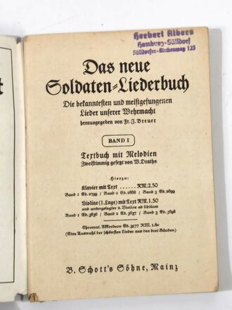 Das neue Soldaten-Liederbuch, Textbuch mit Meldodien 2...
