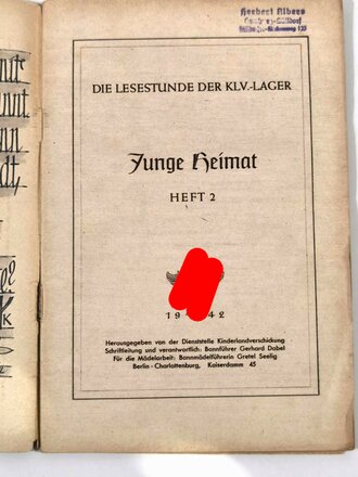 "Junge Heimat", Die Lesestunde der KLV.-Lager,...