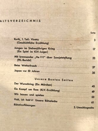 "Junge Heimat", Die Lesestunde der KLV.-Lager, Heft 2, 1942, 64 Seiten