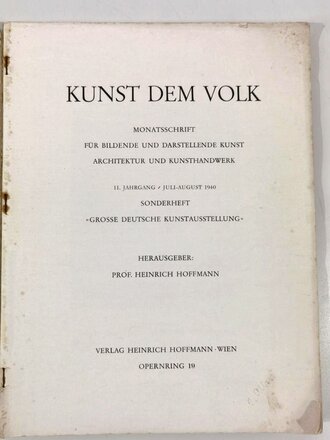 "Kunst dem Volk", Sonderheft Große...