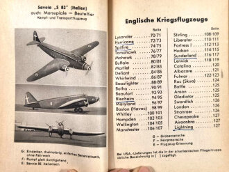 "Deutsche Italienische Englische Kriegsflugzeuge" Bilder Bewaffnung Ansprache Erkennen, zus.gest. unter Mitwirkung des RLM, DIN A6, 127 Seiten