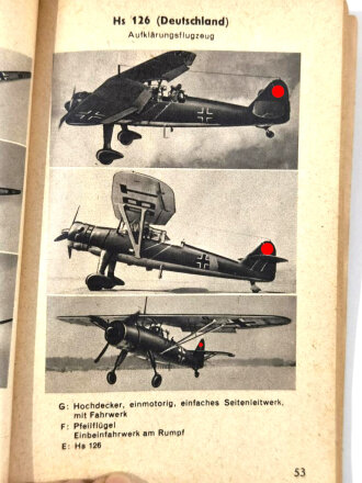 "Deutsche Italienische Englische Kriegsflugzeuge" Bilder Bewaffnung Ansprache Erkennen, zus.gest. unter Mitwirkung des RLM, DIN A6, 127 Seiten