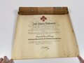 Österreich , Verleihungsurkunde für die bronzene Ehrenmedaille vom Roten Kreuz datiert 1918. Grossformatig, in Versandhülle