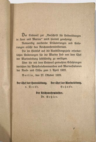 "Vorschrift für Leibesübungen", DVE Nr. 475, Heft 1, Berlin 1921, 84 Seiten, ca. DIN A5