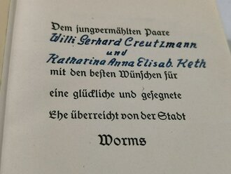 Adolf Hitler " Mein Kampf" Hochzeitsausgabe der Stadt Worms von 1941 in gutem Zustand