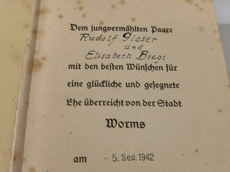 Adolf Hitler " Mein Kampf" Hochzeitsausgabe der Stadt Worms von 1942 in gutem Zustand, im Schuber