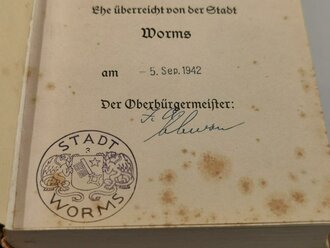 Adolf Hitler " Mein Kampf" Hochzeitsausgabe der Stadt Worms von 1942 in gutem Zustand, im Schuber