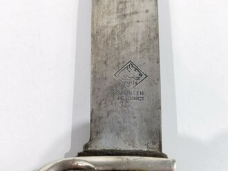 Fahrtenmesser für Angehörige der Hitler Jugend. Hersteller PUMA Solingen, Scheide überlackiert, Griffemblem wohl eingeklebt