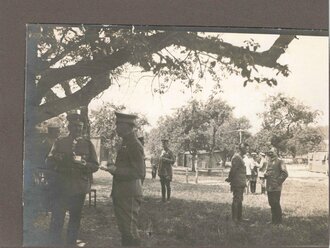 1.Weltkrieg, originales Foto aus einer Albumseite geschnitten. Konprinz Wilhelm von Preußen im Kreis von Offizieren  9 x 12cm