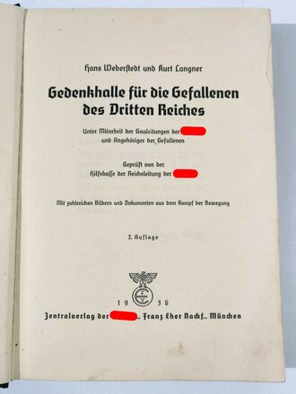 "Gedenkhalle für die Gefallenen des Dritten Reiches"  2.Auflage 1936 mit 240 Seiten