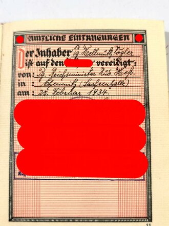 Ausweiskonvolut für einen politischen Leiter der 1929 in die NSDAP eingeteten ist.