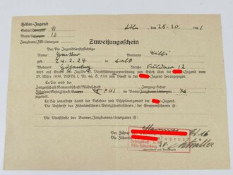 Deutsches Jungvolk  Ausweiskonvolut eines Angehörigen aus Köln