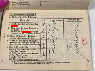 Leistungsbuch Hitler Jugend für einen Angehörigen aus Minden, eingetragenes DJ Leistungsabzeichen