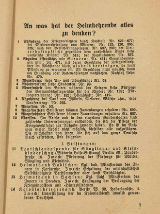 "An was hat der heimkehrende Kriegsteilnehmer zu denken ?"  Praktischer Wegweiser mit 128 Seiten