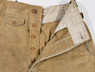 Waffen SS, kurze Tropenhose, stark getragenes Stück, Bundweite: 74 cm