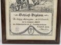 Bayrische Polizeivorschule Eichstätt, " Schieß Diplom" hat im Schießjahr 1928/29 das Schutzenabzeichen 1.Erwerbung erschossen. 40 x 50cm, Originalgerahmt
