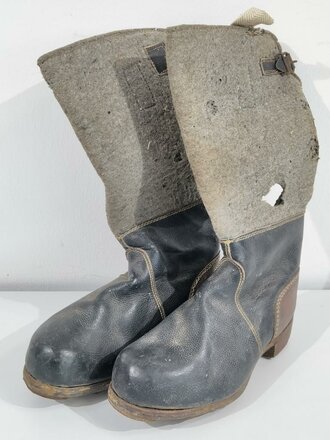 Paar Filz/Leder Winterstiefel Wehrmacht. Defektes Paar mit Reichsbetriebsnummer