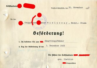 Schwerterträger SS-Obersturmbannführer Günther Wisliceny, Dienstvertrag, Beförderungsurkunde, Vorschlag zum Deutschen Kreuz in gold, Ritterkreuz und Eichenlaub zum Ritterkreuz des Eisernen Kreuzes