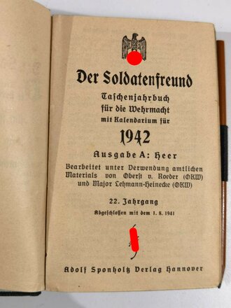 "Der Soldatenfreund, Taschenjahrbuch für die...