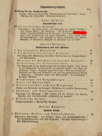 "Der Dienstunterricht im Heere, Ausgabe für den Schützen der Schützenkompanie" Jahrgang 1942, 343 Seiten, erste Seite fehlt