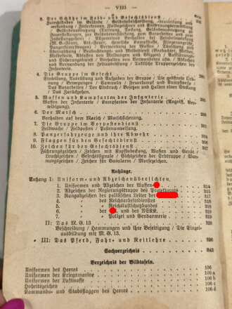 "Der Dienstunterricht im Heere, Ausgabe für den Schützen der Schützenkompanie" Jahrgang 1942, 343 Seiten, erste Seite fehlt