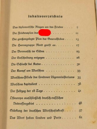 "Der polnische Feldzug - England! Dein Werk!" Verlag die Wehrmacht Berlin 1939, 61 Seiten, über DIN A5