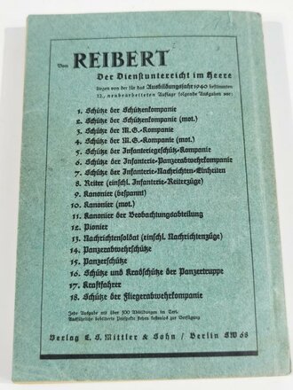 "Der Dienstunterricht im Heere, Ausgabe für den Schützen der Schützenkompanie" Jahrgang 1940, 332 Seiten, erste Seite fehlt