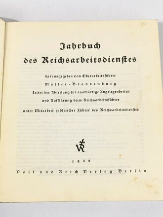 "Jahrbuch des Reichsarbeitsdienstes 1936", 113 Seiten, über DIN A5, gebraucht