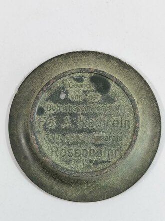 Kleine Schale aus Preßmasse" Erinnerung an meine Lazarettzeit  Rosenheim 1942" Durchmesser 8,5cm