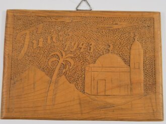 Geschnitztes Wandbild " Tunis 1943"11 x 16cm