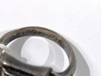 Fingerring aus "900" Silber, Innen graviert " Polarfeldzug 1939" stark getragenes Stück