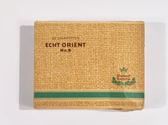 Schachtel Zigaretten " Echt Orient" mit Inhalt, Steuerbanderole mit Hakenkreuz