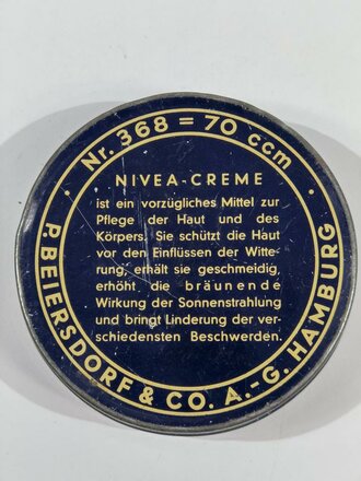 Blechdose " Nivea Creme" Preis in Reichsmark, Durchmesser 75mm