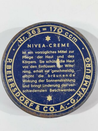 Blechdose " Nivea Creme" Preis in Reichsmark, Durchmesser 92mm